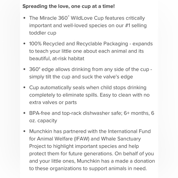 NWT Whale 6oz Munchkin Miracle 360• cup 6+ months. BPA FREE. Dentist Recommended - Picture 6 of 6